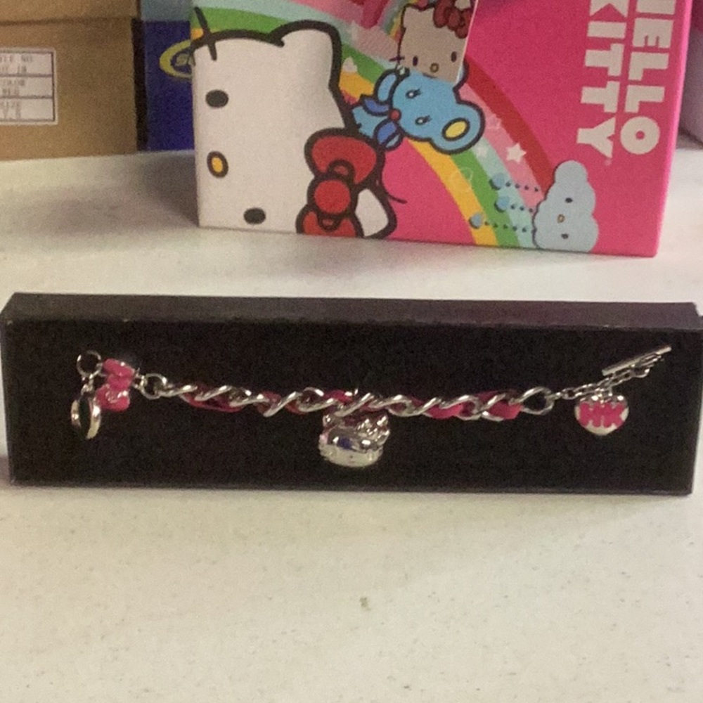 Hello Kitty Pink and Silver Charm Bracelet Jewelry